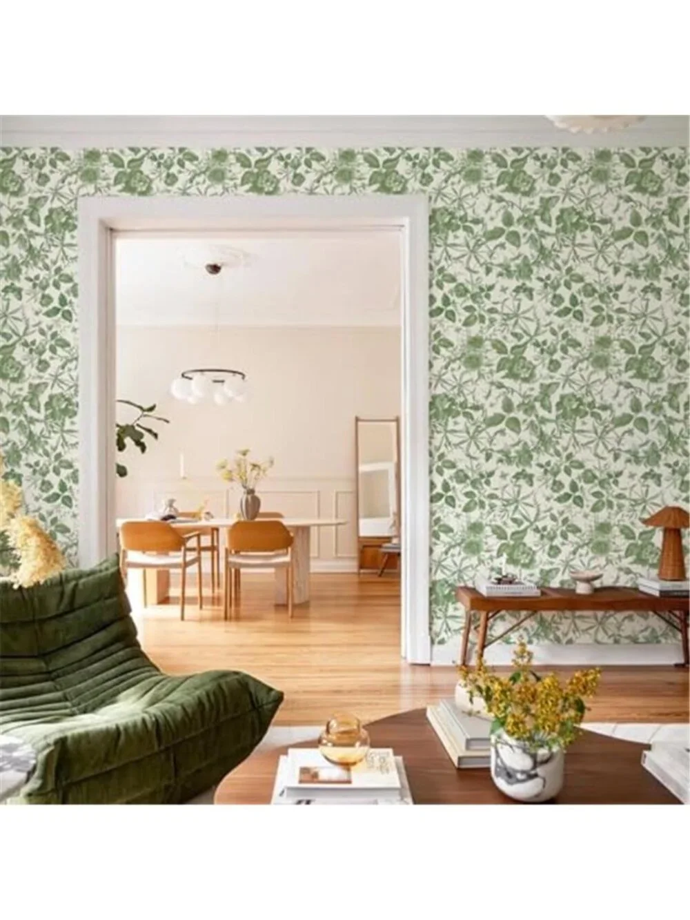 Peel Stick Floral Wallpaper Green Butterfly Rose Vintage Contact Paper Decor